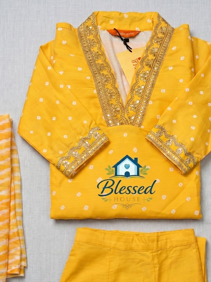 Elegant Yellow Embroidered Kurti Set with Dupatta