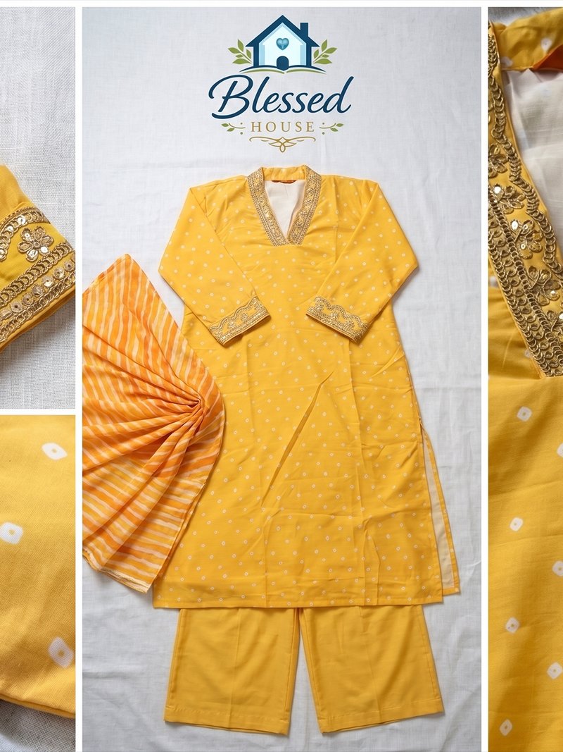 Elegant Yellow Embroidered Kurti Set with Dupatta