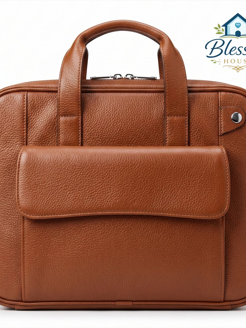 Premium Brown Leather Laptop Bag – Classic Business Briefcase for Men