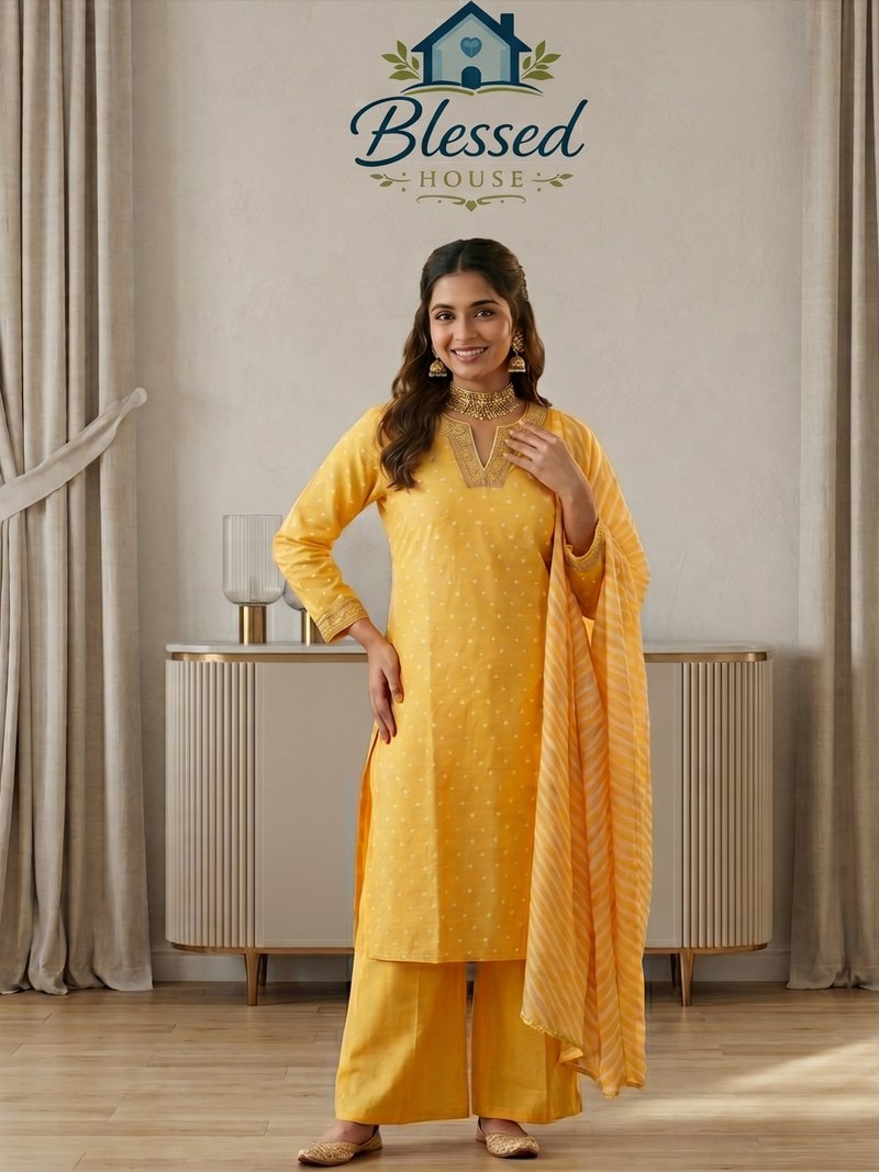 Elegant Yellow Embroidered Kurti Set with Dupatta