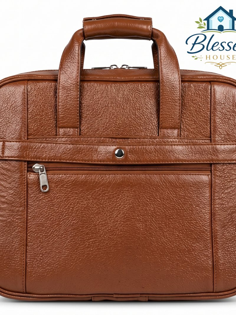 Premium Brown Leather Laptop Bag – Classic Business Briefcase for Men
