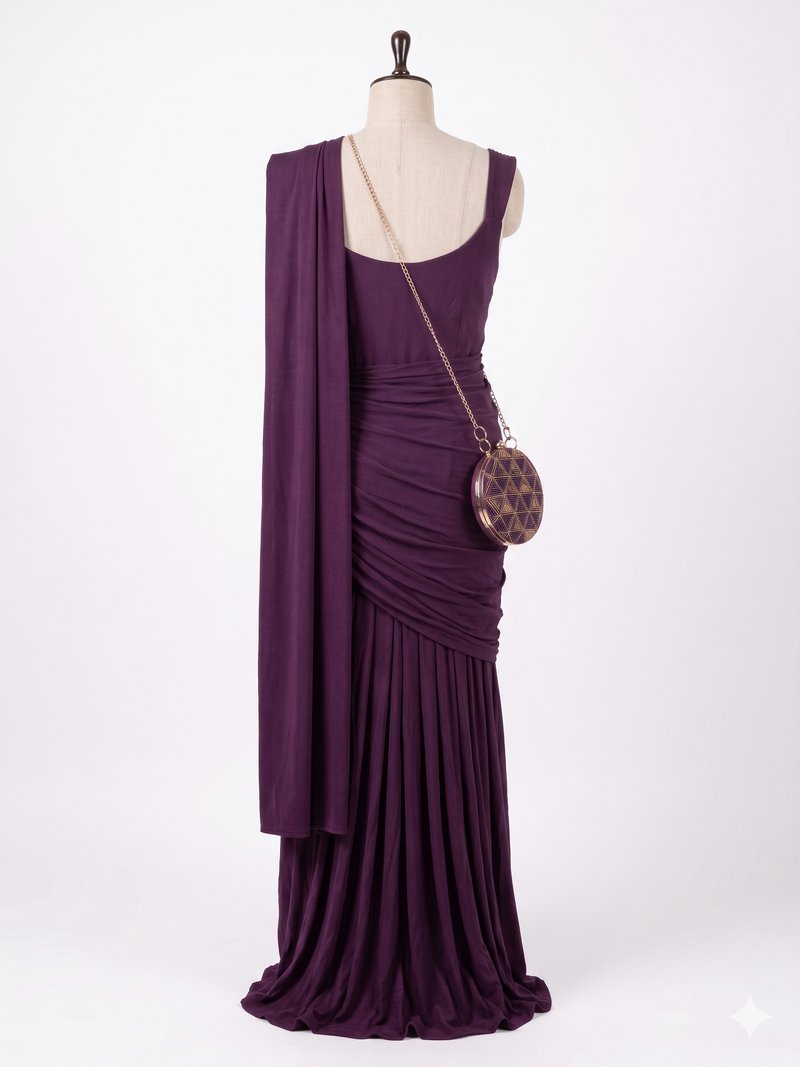 Royal Amethyst Embellished Saree Set