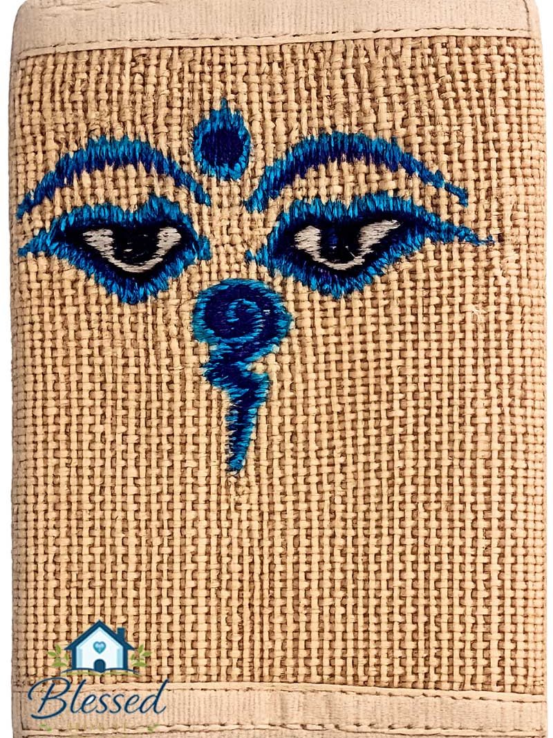 Hemp Trifold Wallet – Embroidered Wisdom Eyes Design